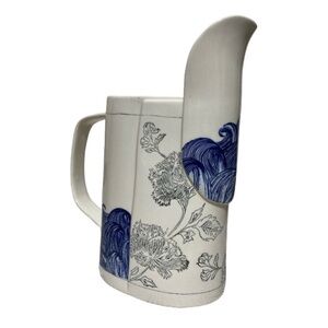 Artistic Blue and White Ceramic Floral Jug